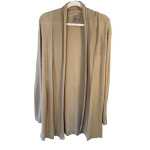 Chico's Elegant Beige Open Front Cardigan Size 0 Neutral Minimalist Classic